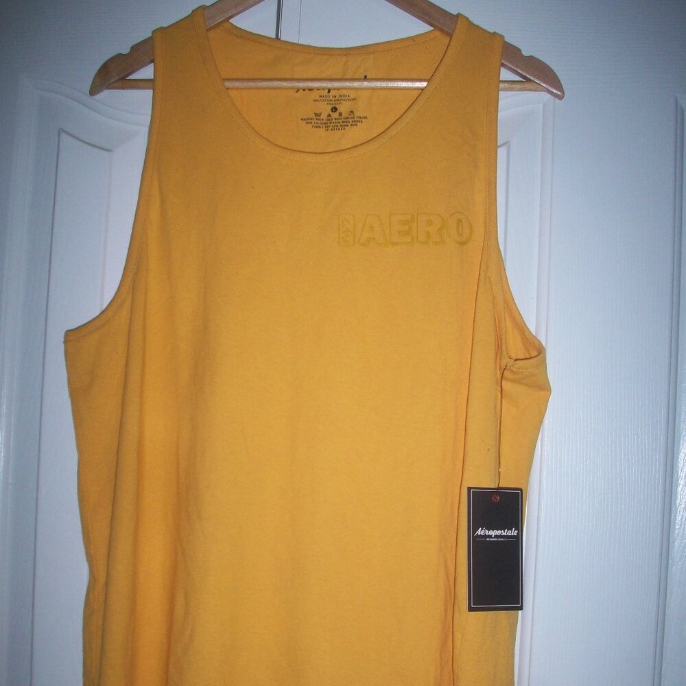 Aeropostale NYC Aero Yellow Racerback Sleeveless T-Shirt Men's Muscle Tee Large